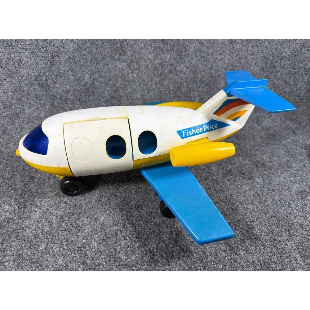 Vintage 1980 Fisher Price Little People Jetliner Airplane Toy 933 White Blue